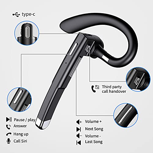Cuffie Bluetooth 5.1, Auricolari Bluetooth Con Mic HD, 40H Ore di Riproduzione Auricolari Wireless, Cuffie In-Ear Bluetooth con Display LED, CVC8.0, 180H in Standby, Per Guida/Business/Ufficio