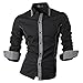 Jeansian Men's Slim Fit Long Sleeves Casual Shirts 8015 Black M