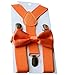 UDRES Unisex Kid Boys Girls Adjustable Bow tie & Suspender Sets (One Size, Orange)