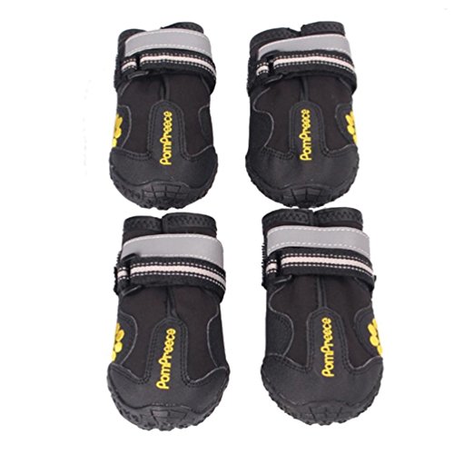 AMA(TM) 4Pcs Pack Pet Dog Puppy Waterproof Rain Boots Outdoor Rubber Snow Shoes for Labrador Husky Medium to Large Dogs (Size 8(3.34"x2.95"), Black)