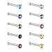 Charisma Small Nose Studs Stainless Steel Nose Ring Stud Colorful Nose Piercing Jewelry Tiny Bone Studs for Women Men Hypoallergenic 20G (10pcs,Multi-Color,1.8mm)