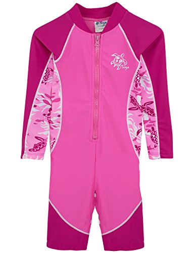 Tuga Girls High Tide L/S Swimsuit (UPF 50+), Cotton Candy, 2/3 yrs