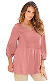 Roamans Women's Plus Size Lace Detail Top