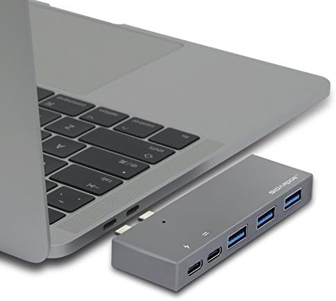 USB C Hub, SIDARDOE Type-C Hub Adapter with 50Gbs Thunderbolt, USB-C port, 3 USB 3.0 ports for MacBook pro 2016/2017 13" and 15"[Gray]
