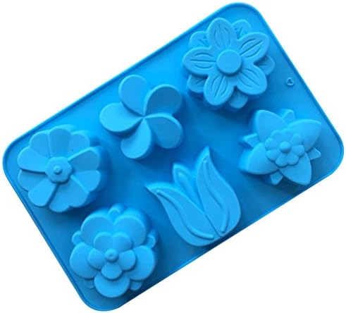 Joyi Silicone 6 Shape Flower Chocolate Soap Molds Cake Mould Baking Molds Random Color