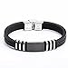 Jusnova Mens Stainless Steel Bracelet Bangle 8.5 Inches Silicone Wristband Black