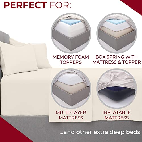 Mellanni Extra Deep Pocket King Size Sheets 4 Piece Iconic Collection