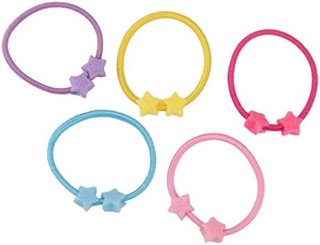 Yerger Colorful Elastic Hair Bands Tie Ponytail Hairband with Star Beads Approx.50pcs