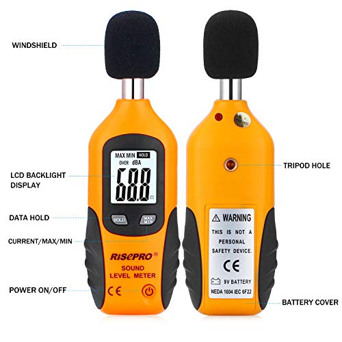 RISEPRO Decibel Meter, Digital Sound Level Meter 30 130 DB Audio