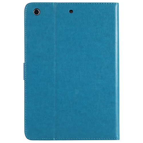 iPad Mini 2 Mini 3 Case, LittleMax(TM) Lightweight PU Leather Flip Stand Embossed Bird & Butterfly & Girl Case Smart Cover with Auto Wake / Sleep for Apple iPad Mini 3/2/1 -#3 Blue - Thumbnail 3