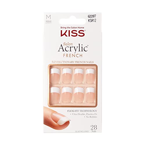 Kiss Salon Acrylic French Nails 28pc Rumour Mill KSA12, white - Image 2