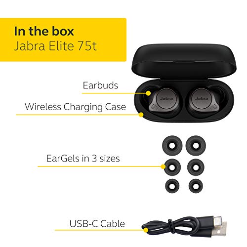 Jabra Elite 75t True Wireless Earbuds with Charging Case, Titanium