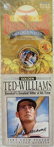 Golden Baseball Legends 24 KT Gold Plated Colorized Quarter ~ Ted Williams
