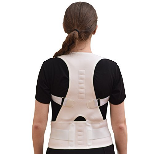Comfort Posture Support and Shoulder/Back Pain Relief Adjustable Back Brace with Under - Arm Support Cushion, Chest Sizes 26