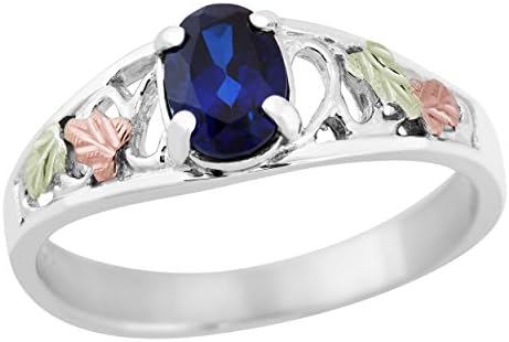 Black Hills Gold on Silver Created Sapphire Ring