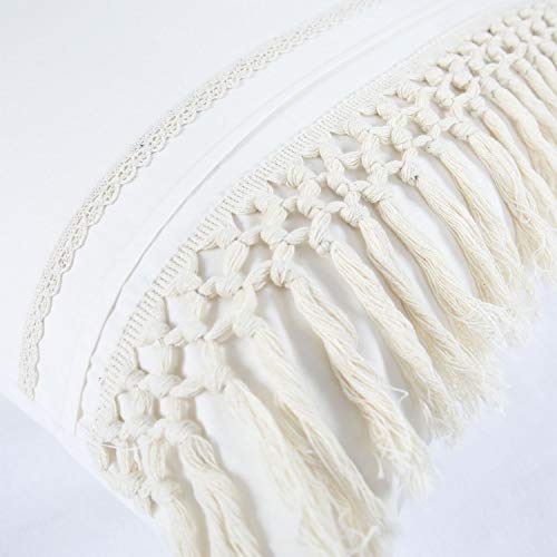 YINFUNG Tassel Pillow Shams King Boho Macrame Ivory Pillowcase Set of 2 Fringe Cream Off White Beige Cute Elegant Crochet Pretty 100% Cotton Romantic 20x36