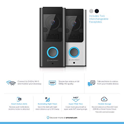 Amcrest 1080P Video Doorbell Camera Pro, Outdoor Smart Home 2.4GHz