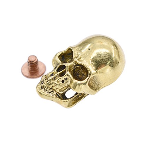 Solid Brass Conchos Skull Leather Craft Rivet Stud Punk Screw Back Button 1 Pc