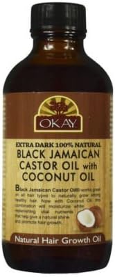 OKAY NATURALS EXTRA DARK 100% NATURAL BLACK JAMAICAN CASTOR OIL WITH COCONUT 4OZ