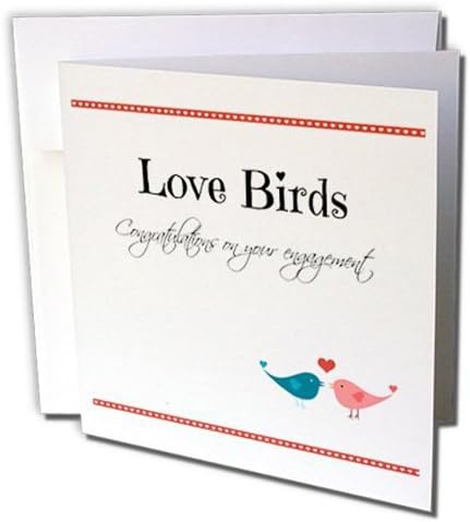 3dRose gc_222116_2 6 x 6-Inch Congratulations on your Engagement Love Birds with Heart Design Greeting Card (Set of 12)
