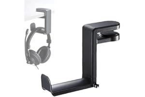 360° Rotation Headphone Hook Stand for Gaming Headphone,Adjustable Under-Desk Headphones Holder Organizers(Black)