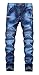 Qazel Vorrlon Men's Biker Moto Distressed Destroyed Fashion Skinny Fit Jeans