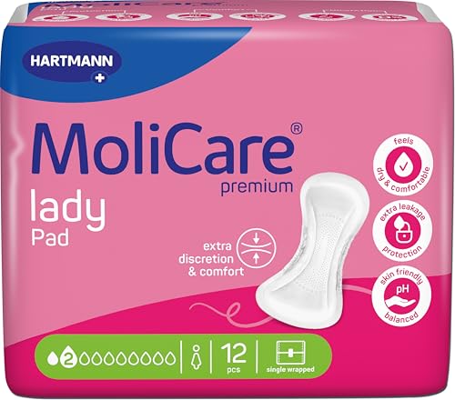 MoliCare Lady Pad - 2 gotas de almohadillas discretas para incontinencia para mujeres con debilidad ligera de la vejiga, neutralizador de olores, protección adicional contra fugas, protección avanzada