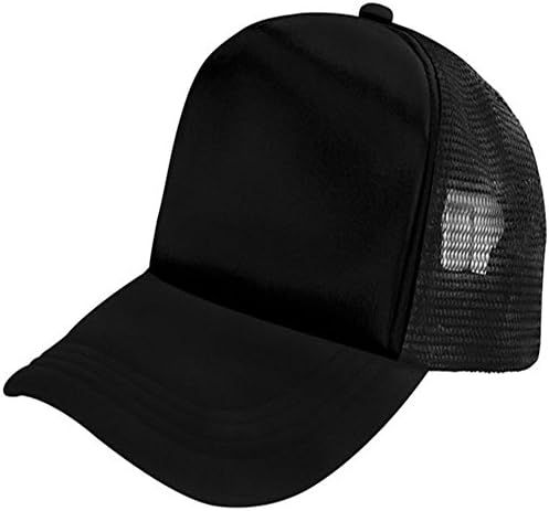Katherine Flat Billed Trucker Cap With Mesh Back Snapback Baseball Cap Black