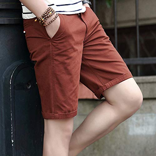 Voncheer Mens Flat Front Classic Fit Summer Casual Cotton Shorts with 4 Pockets (32, Brown Men Shorts)