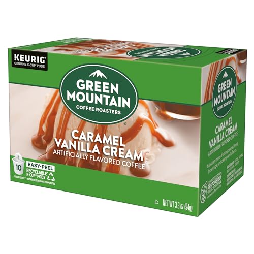 GREEN MOUNTAIN COFFEE ROASTERS CARAMEL VANILLA CREAM, KEURIG SINGLE SERVE K-CUP PODS, LIGHT ROAST COFFEE, 12 COUNT