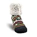 Pudus Christmas Grey Cozy Winter Slipper Socks for Women and Men with Non-Slip Grippers and Faux Fur Sherpa Fleece - Adult Regular Fuzzy Socks