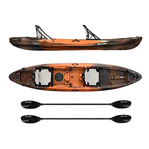 Vibe Kayaks Yellowfin 130T | 13ft Tandem 2 Person Sit On Top Kayak w/2 Paddles & Hero Seats