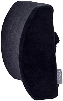 Rolling Panda Pure Memory Foam Lumbar Pillow (Cushion)- Specially Design For Lower And Mid Back pain Relief - Lumbar Support Pillow With Dual Premium Elastic Straps - Washable Cover (Black)