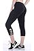 Heat Move Women Capri Yoga Pants with Pocket Mesh Crisscross Strappy Leggings(M, Black-Side Cross)