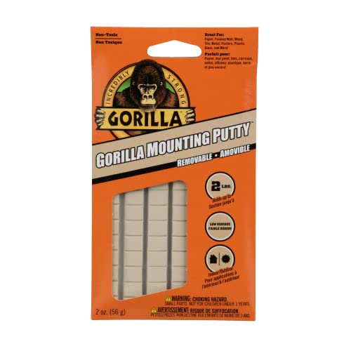 Gorilla Removable Mounting Putty, 84 Precut Squares, Off White (Pack