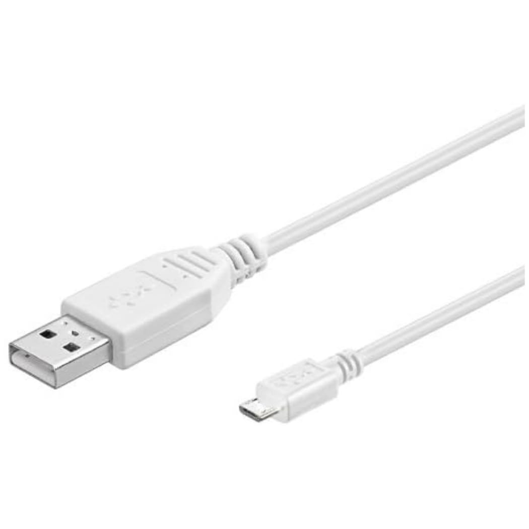 PremiumCord USB - Micro USB Connection Cable 1 m, USB A Male to Micro B Male, USB 2.0 High Speed Data Cable 480 Mbit/s, 5 Pins, 2x Shielded, AWG28, Colour: White, 1 m