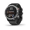 Garmin fenix 6 Solar, Solar-powered Multisport GPS Watch, Advanced Training Features and Data, Silver with Black Band