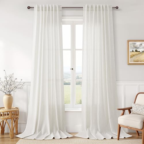 Joywell Extra Long Linen Curtains 120 Inches for Living Room Natural Linen at Amazon
