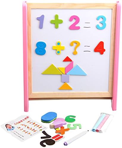 Wooden Counting Frame Multifunctional Calculation Double Face Count Beads Rack Blackboard Magnetic Puzzle 4 in 1 Learning Rack