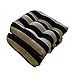 Set of 2 - Universal Tufted U-shape Cushions for Wicker Chair Seat - Black and White Stripe - Indoor / Outdoor