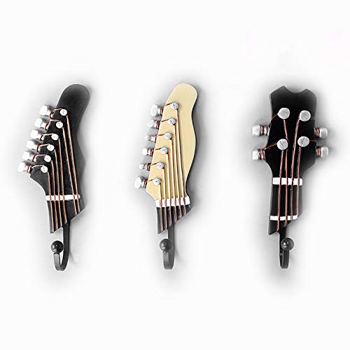 OFKPO 3 Pcs Wall Mounted Coat Hat Towel Hooks Hange Guitar Shape Vintage Decorative Clothes Hooks