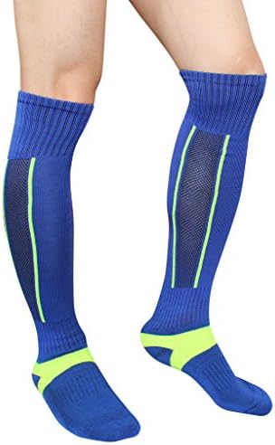 DZSbestdeal Unisex Over-the Calf Athletic Soccer Football Socks Blue