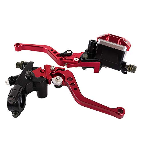 22mm Motorcycle Brake Pump Handles Hydraulic Cylinder Master Reservoir Lever Kit For Honda For Yamaha Scooter Sport Bike (Red)