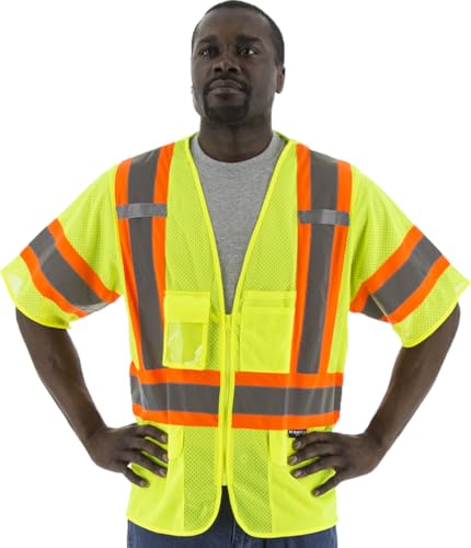 Majestic 75-3301/X4 High Visibility Mesh Vest with DOT Striping, Breathable Fab…