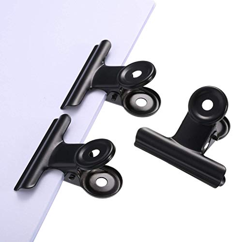 12 Pack Bulldog Binder Clips 2 Inch Large Black Metal Bulldog Paper Clips Hinge File Paper Clips Clamps for Photos,Picture, Maps, Art Crafts, Home Office Supplies - Thumbnail 3