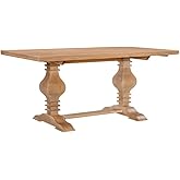 Pemberly Row Transitional Solid Pine Wood Dining Table in Rustic Honey Brown, 67" w x 37.75" d x 30.25" h