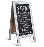 Rustic Vintage Wooden Whitewashed Magnetic A-Frame Chalkboard/Sidewalk Chalkboard Sign/Large 40" x 20" Sturdy Sandwich Board/A Frame Restaurant Message Board Display (Classic)