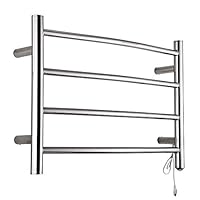 SHARNDY Electric Towel Warmer ETW29 Plug-in Wall Mounted 4 Curve Bars Brushed Stainless Steel Towel Drying Rack 40W (16.54" H x 23.62" W)