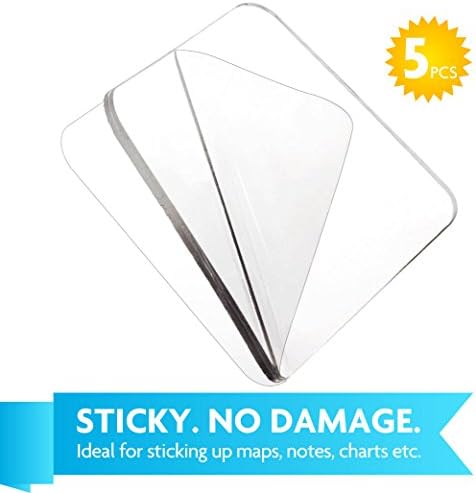 Merkapa Clear Removable Dual-Adhesive Square Pads Large Reusable Glue Tape (Square 5 PCS)