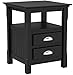 Winsome Solid Wood 2 Drawer Timber Night Stand Black Finish